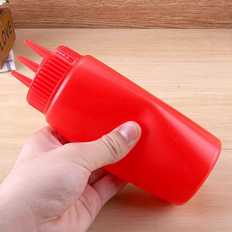 3 Gaten Twist Cap Squeeze Fles Food Grade Plastic Ketchup Mosterd Mayo Sauzen Olijfolie Flessen Keuken Gadgets