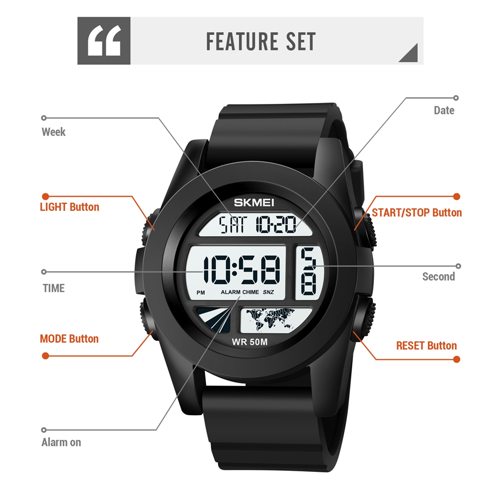 Skmei Lichtgevend Horloge Voor Mannen Sport Klok Digitale Horloges Waterdicht Horloge Horloge Alarm Countdown Relogio Masculino