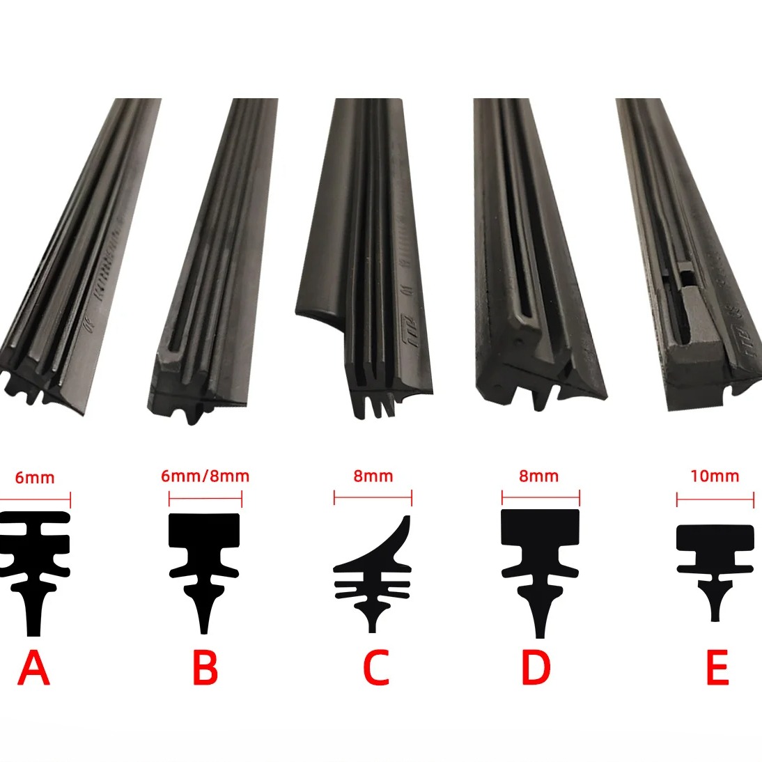 Escobillas de limpiaparabrisas para todas las estaciones, tiras de goma Natural, piezas de repuesto para limpiaparabrisas, todo tipo de ajuste, 14 "- 32"
