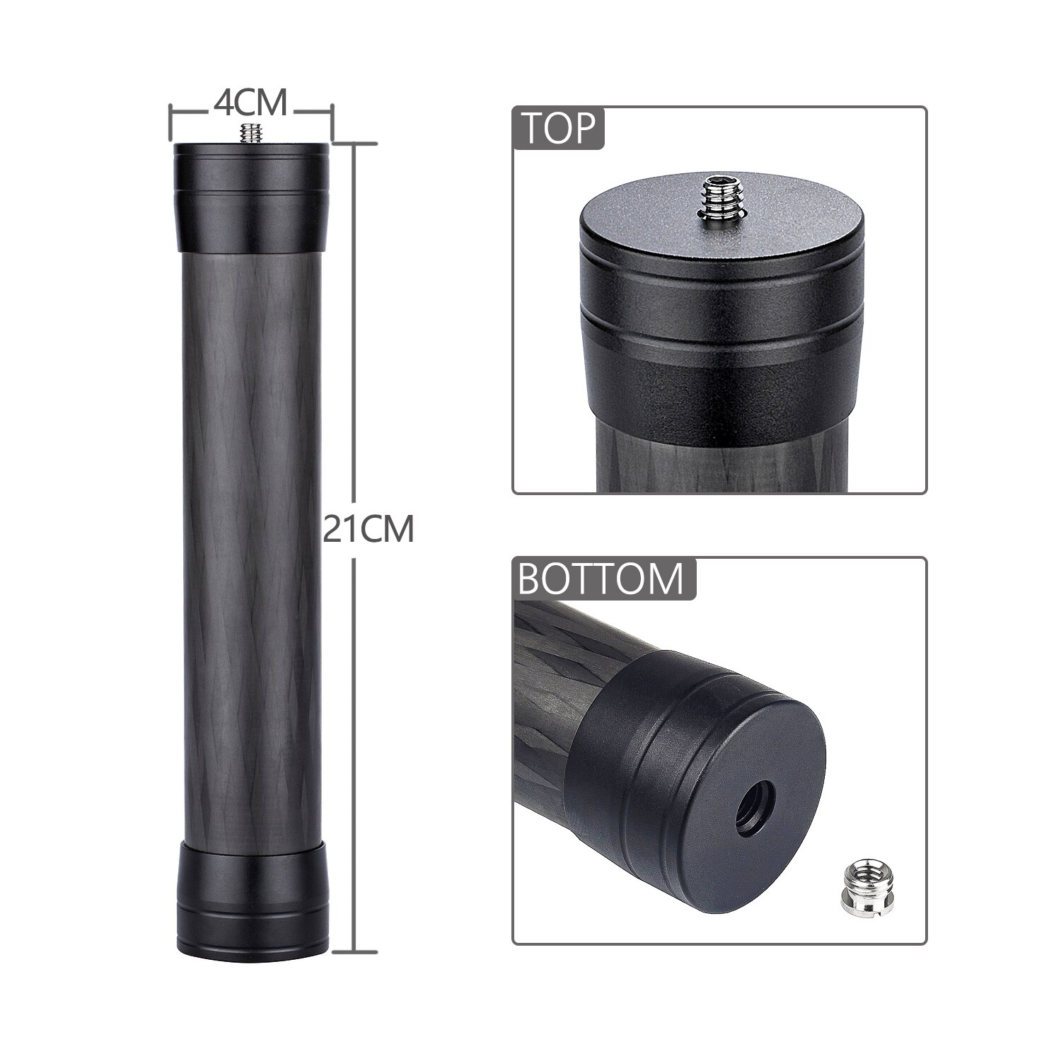 SETTO Tripod Center Column Extension Tube Extender Pole Handheld Bar Telescopic Stick Rod for Gimbal/DJI/Zhiyun/DSLR Camera led: MC36 Black