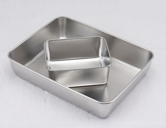 Thick 304 Stainless Steel Rectangular square Plate pan deep tray box with lid Grill BBQ Container plate set Storage serving dish