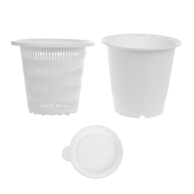 Mesh Pot Net Orchid Hydroponic Flower Basket Planter Container Home Garden Decor: Light Grey