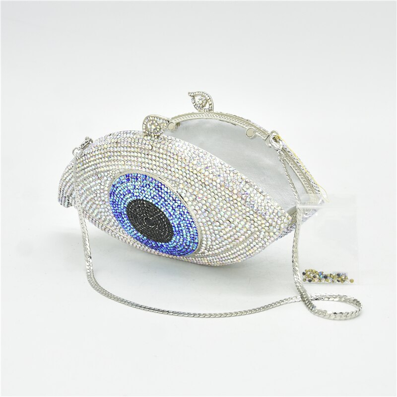 Damefest lille pung kvinder aftenfest store øjne diamanter luksus clutch rhinestone bryllupsfest clutch aftentasker