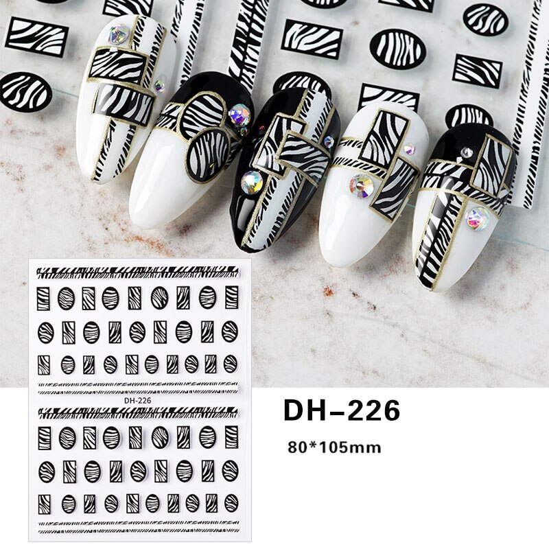 10 piezas 1 paquete de logotipo pegatinas de uñas negro serpiente de uñas, uñas Decoración: DH-226