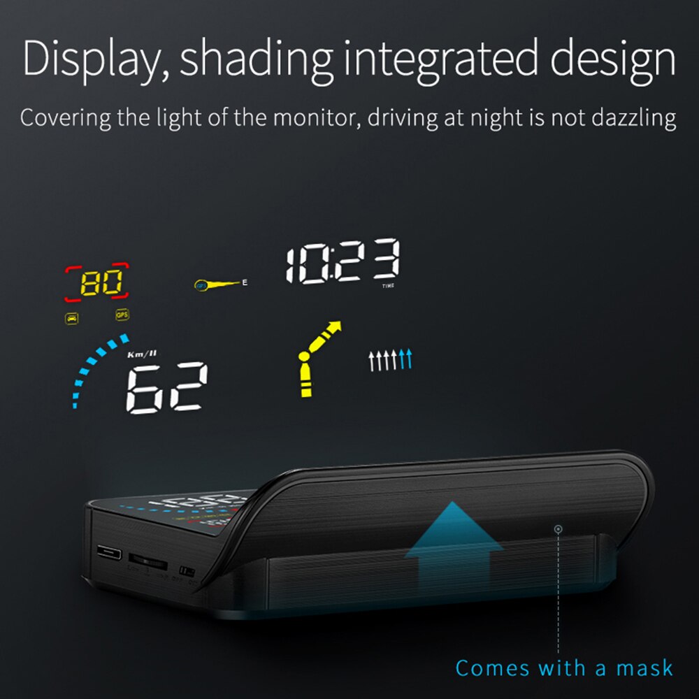 Universal HUD Projector On Car Glass Head Up Display OBD2 Digital Car Speedometer GPS Navigation Water &amp; Oil Temp RPM Auto Alarm