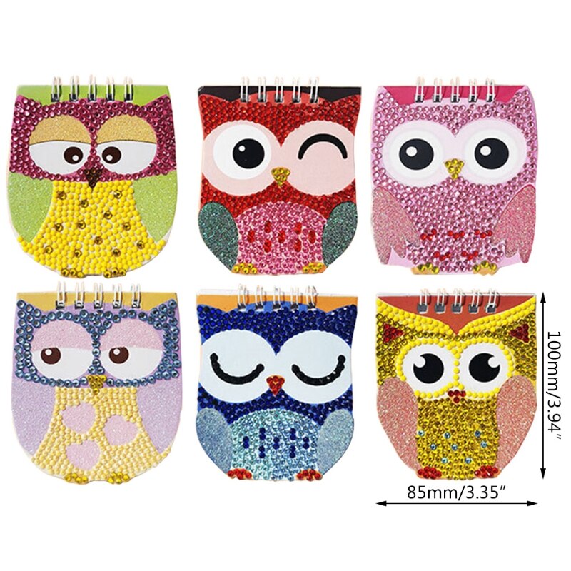 6 Pcs/Set DIY Diamond Painting Notebook Owl Shaped Diamond Art Kits Embroidery Cross Stitch Journal Diary Book Children