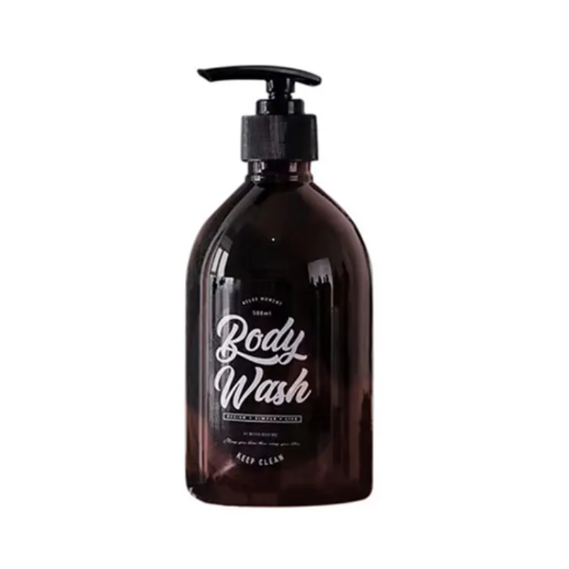 500 ml Haustier-Flüssigseifenflasche, braun, für Badezimmer, Duschgel, nachfüllbare Flasche, Shampoo, Shampoo, SpüLunge, Lotion, Pressspender