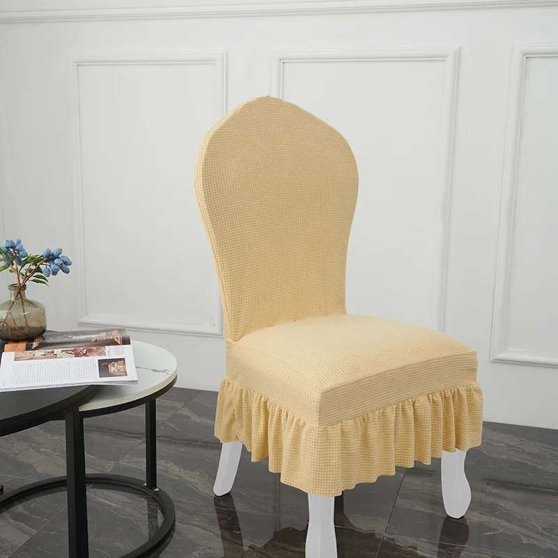 Rok Stoelhoes in Europese stijl Verdikte eettafel en stoelhoes Elastische rok Hotel Restaurant stoel beschermhoes: Licht Geel