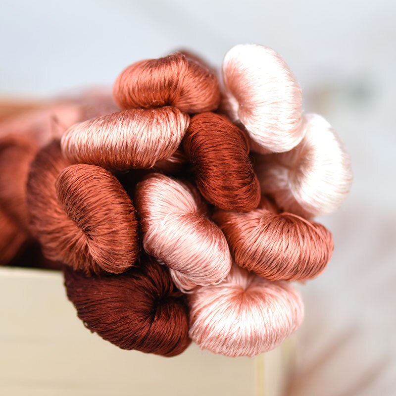 silk embroidery thread / 100% silk thread /hand embroidery embroider cross stitch/pink brown/10 pure colors