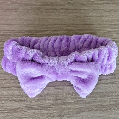 Bandeau cosmétique croisé en molleton de corail pour femems, pour laver le visage, masque de bain, pour cheveux, turban doux et élastique, accessoires de maquillage, pour cheveux: purple
