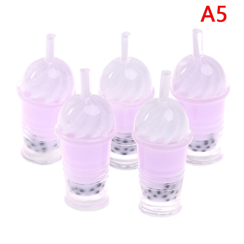 5pcs 1/12 Miniature Dollhouse Bubble Tea Model Ice-cream Drinks Pearl Milk Tea Doll Food Toy Accessories: 5