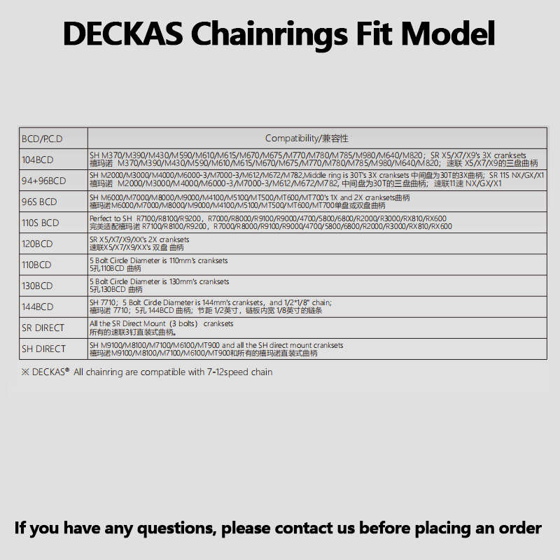 Deckas 144BCD plato 44T 46T 48T 50T 52T 54T 56T plato único dientes grandes para bicicleta TMB