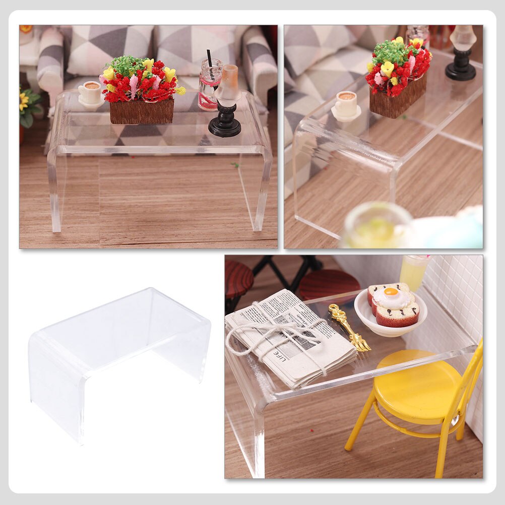 Transparante Einde Tafel Mini Huis Decor Thee Tafel Vorm Poppenhuis Scene Layout Decor