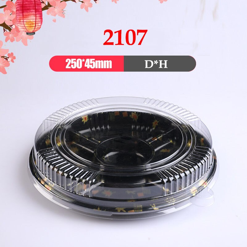 30Stck Runde Sushi Container Bento Sushi Verpackung Kasten Kunststoff Kasten Restaurant Sushi Zubehör Sashimi Platte mit Abdeckung: 2107