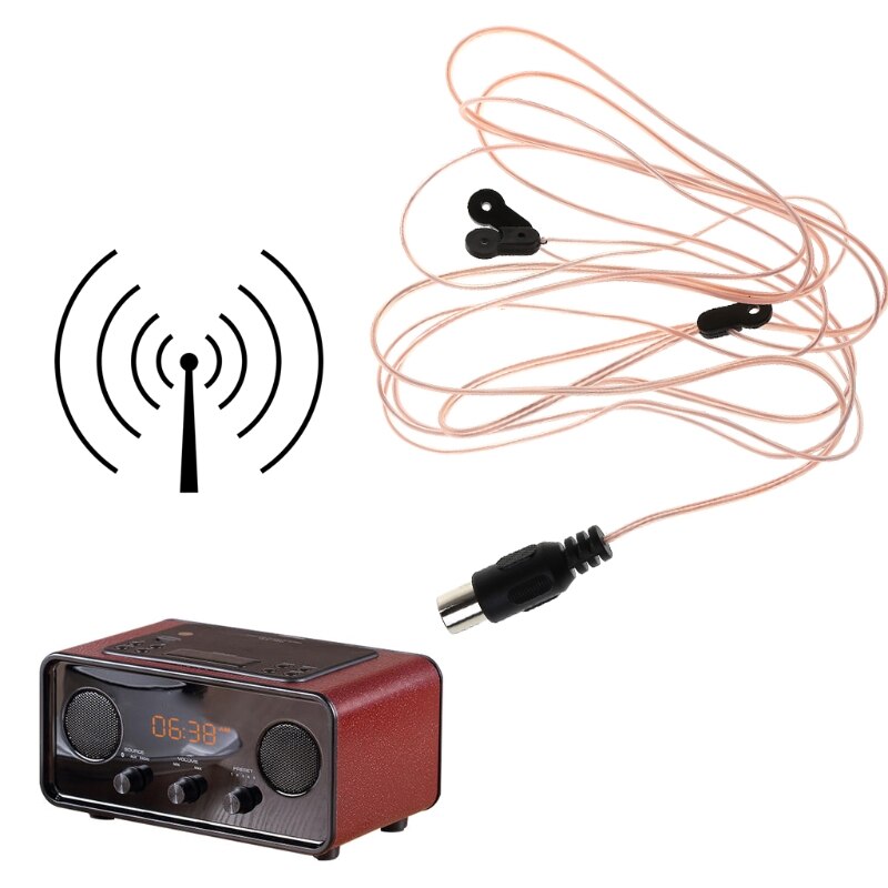 Universal FM Dipole Antenna Cable 520-1710MHz Female Plug Connector Wire Aerial for Home Indoor FM Radio Stereo Receiver