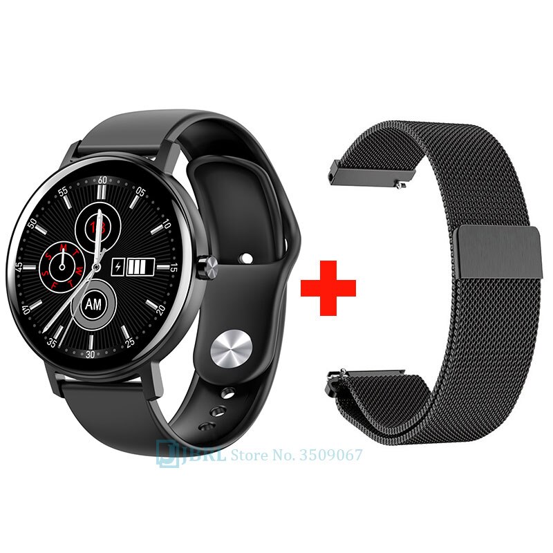 Rotondo Smart Band Donne Degli Uomini Braccialetto Intelligente Inseguitore di Fitness Per Android IOS Smartband Nuovo Full Touch Intelligente Wristband della Fascia di Polso: black add strap 1