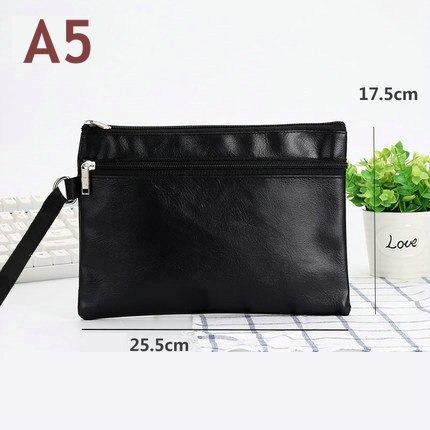 Bolso de cuero PU con cremallera a prueba de agua, bolsa de documentos portátil para hombre, bolsa de archivo A4, bolsa para Documentos A5