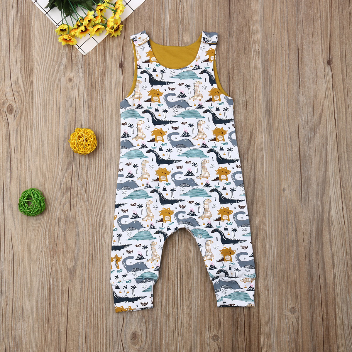 Pudcoco Zomer Pasgeboren Baby Jongen Meisje Kleding Mouwloze Katoen Leuke Dinosaurus Print Romper Jumpsuit Outfit Playsuit: 6m