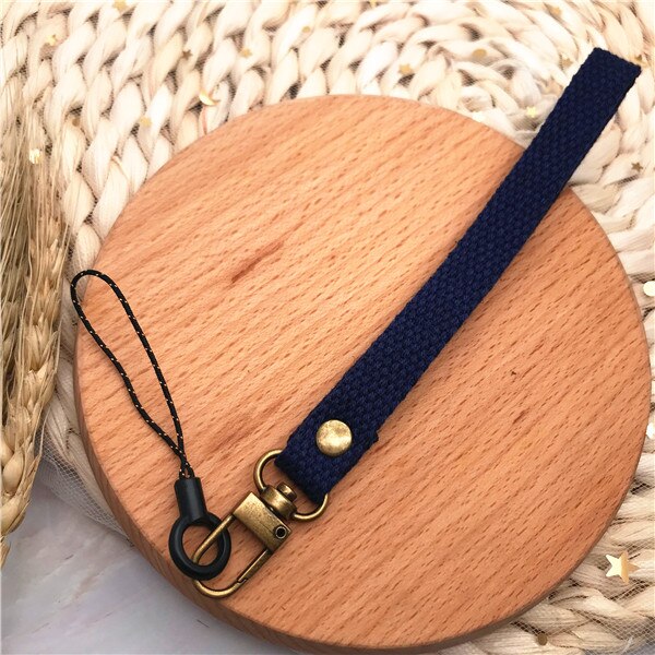 Moda unissex multi chaveiro tecido de lona webbing casual alça do telefone móvel para cartão de identificação chave pulseira usb crachá titular alça de pulso: dark blue