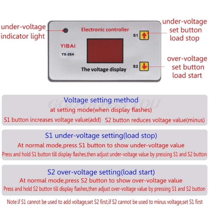 12V Battery Low Voltage Cut off Switch On Protection Undervoltage Controller DC