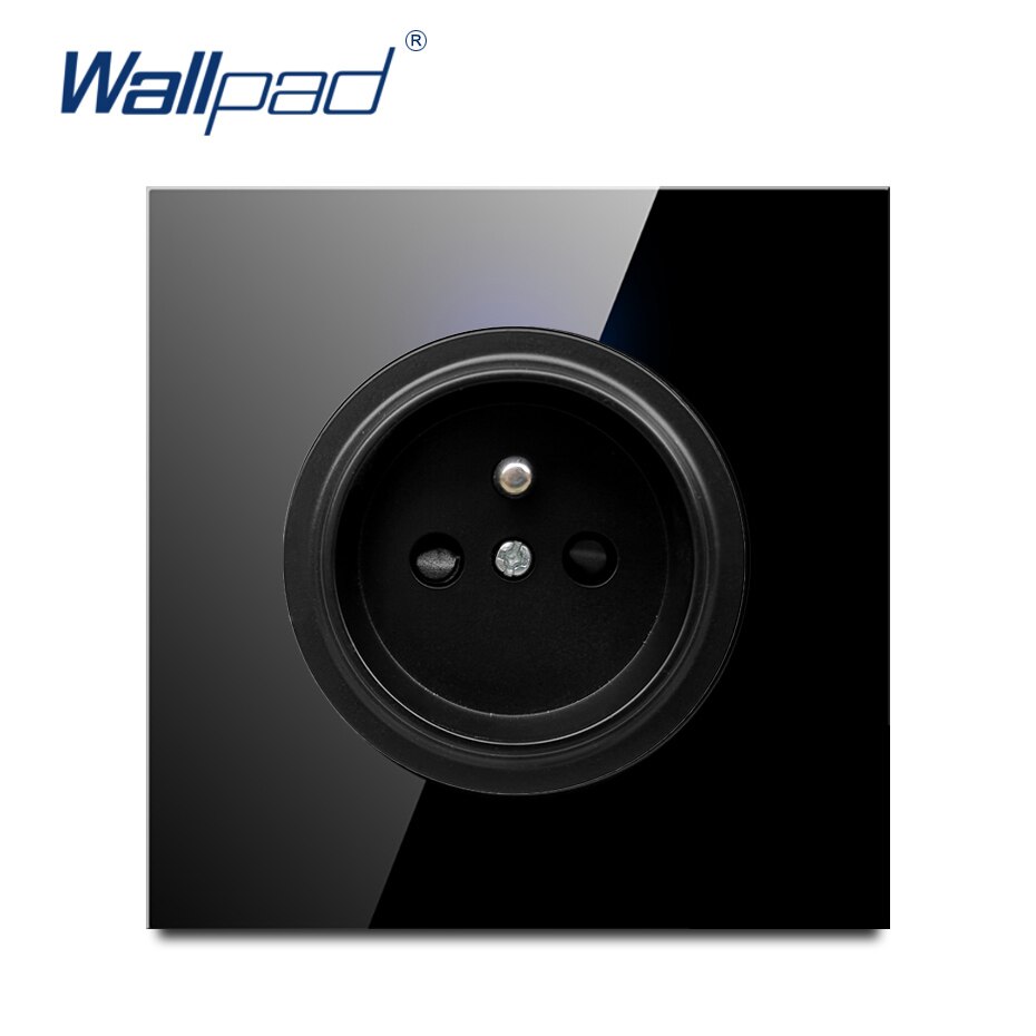 Wallpad Random Click Push Button Wall Light Switch With LED Indicator Socket Black Tempered Glass Panel For Home: EU French Socket