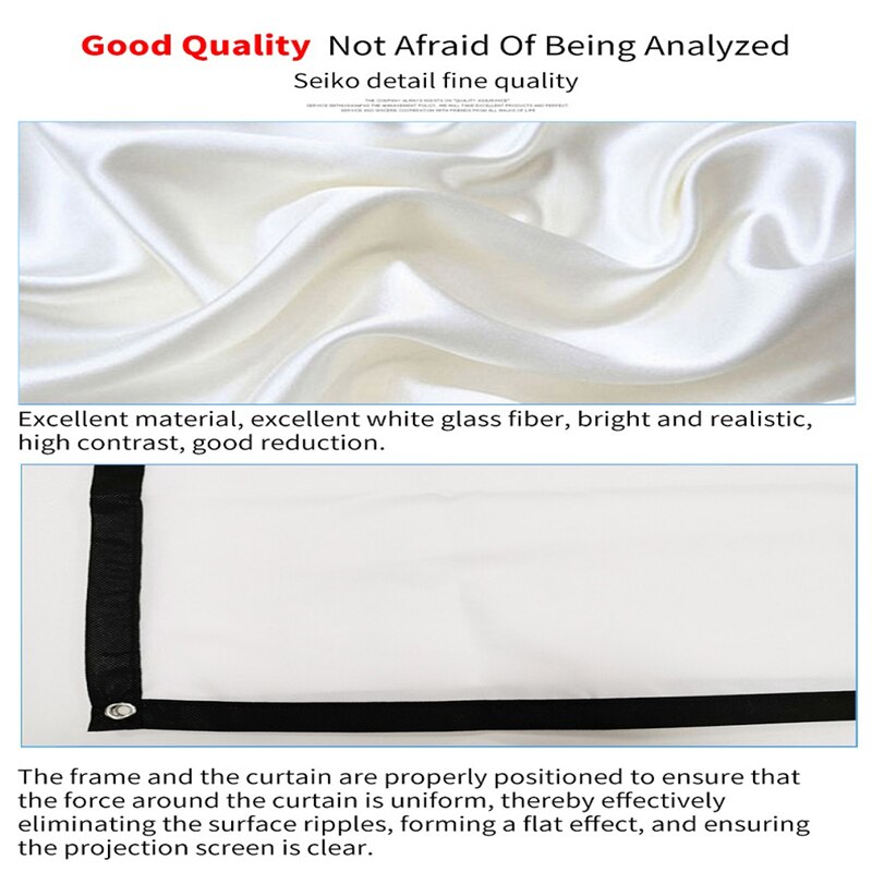 Projector Screen Fabric 60/72/84/100/120/150 Inch Home Screen Projection Portable Reflective 16:9 Fabric Cloth For Xiaomi Beamer