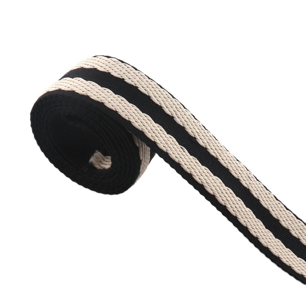 32Mm Breedte Wit En Zwart Kleur Polyester Katoenen Canvas Webbing Riem Kleding Lint Voor Diy Accessoires