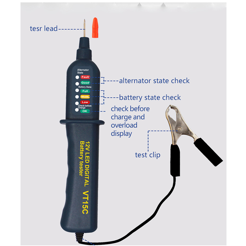 12 V Led Digitale Auto Motor Batterij Tester Pen Automotive 12 V Volt Batterie Analyzer Opladen Systeem Lood-zuur auto Test Tool