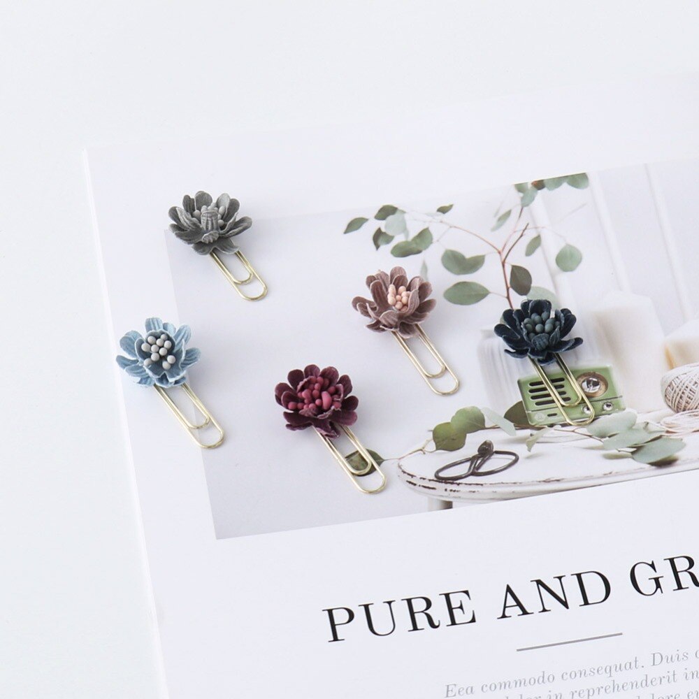 TUTU 6 stks/doos bloem Papier Clips De Papel Notes DIY Bookmark Metalen Bindmiddel Clips Vis Clips Notities Brief Paperclips h0255