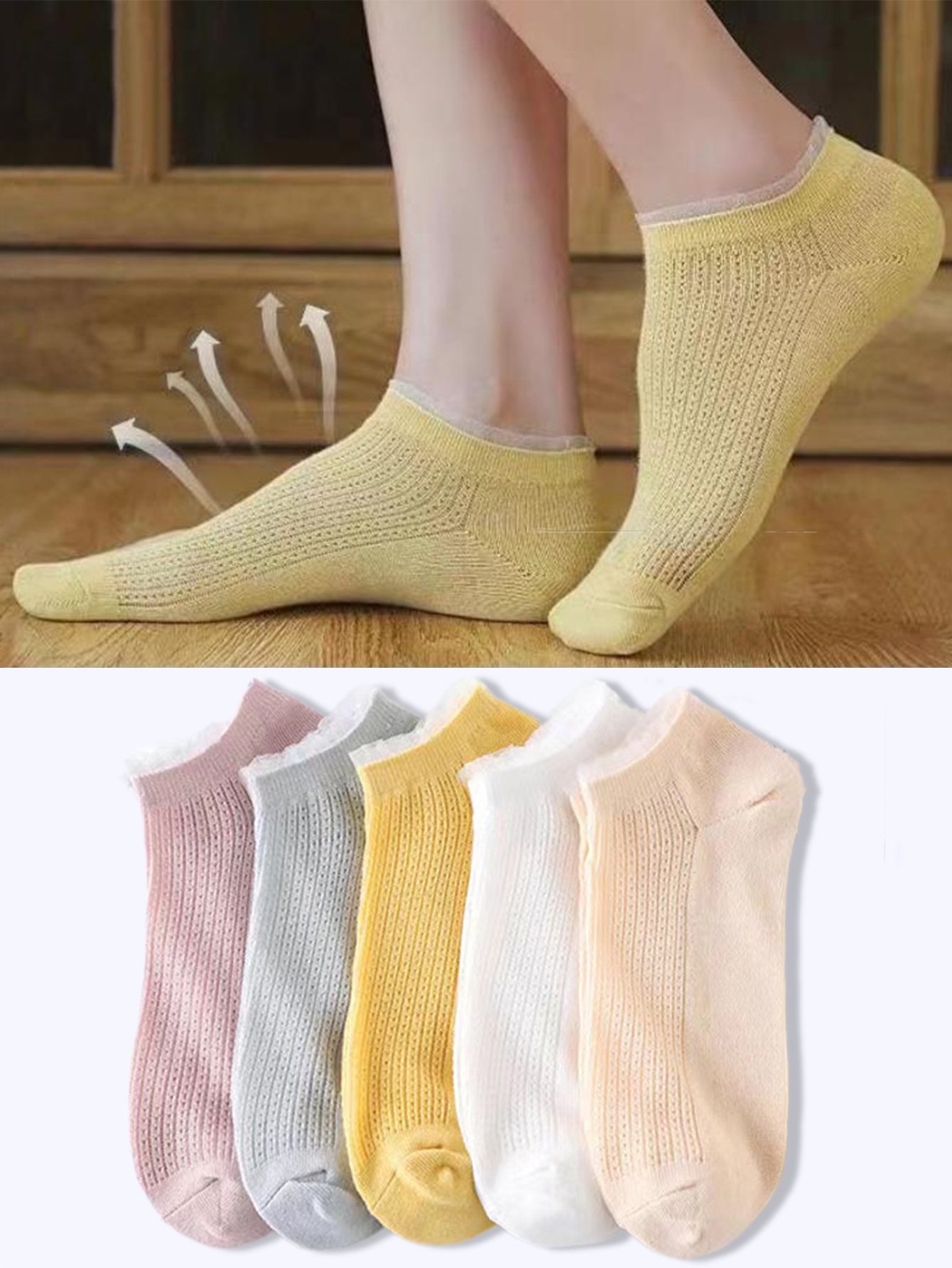 5 pares de calcetines al tobillo de oso de peluche, cómodos y bonitos calcetines cortos para mujer: Azul marino