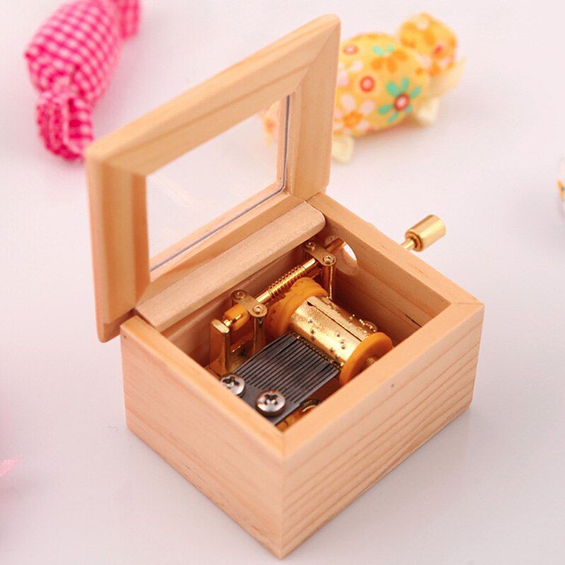 Wood Music Box Handcrank Free Engraving Hand Caixa De Musical Box Happy Birthday Classical Cranked Wooden Home Decor