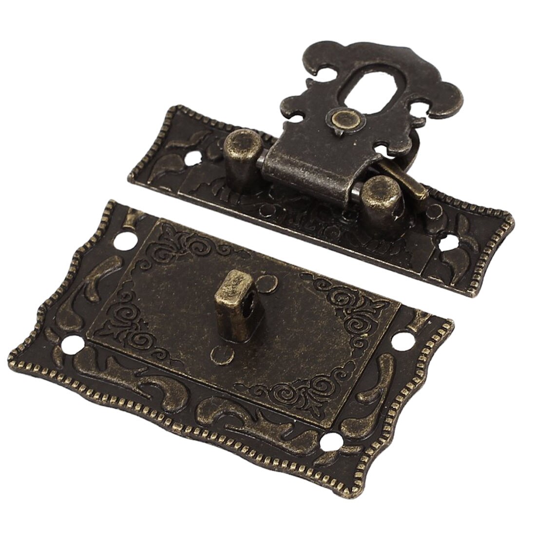 Wood Case Chest Box Rectangle Clasp Closure Hasp Latches Bronze Tone