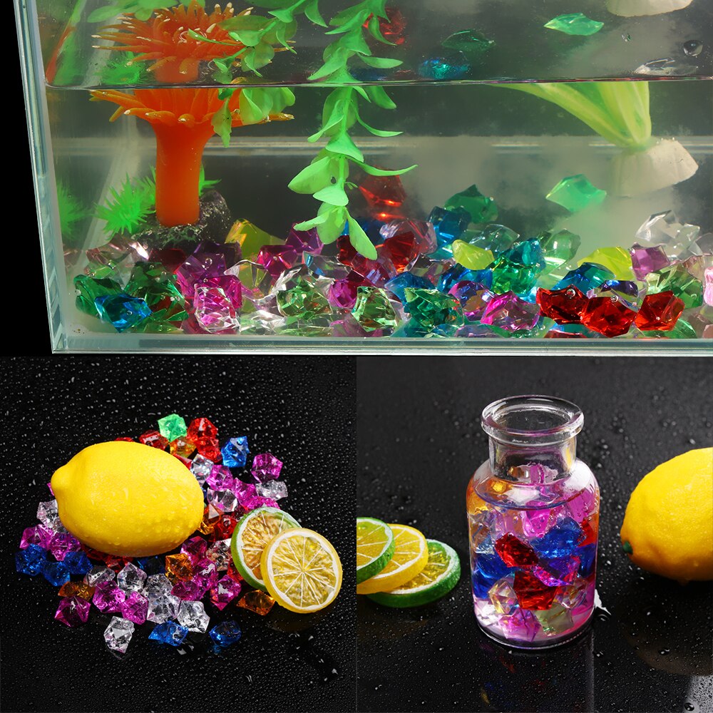 50Pcs/bag Colorful 1.4*1.1cm Aquarium Acrylic Stones Crystal Ice Cubes Decor Vase Filler Pebble Fish Tank Decor Flower Pot Decor