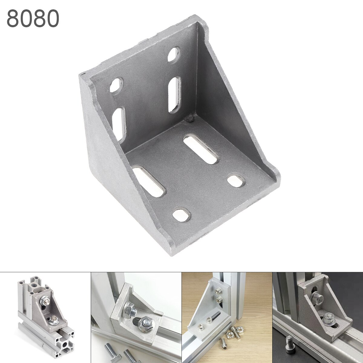 8080 Aluminum Corner L Shape Right Angle Support Connector Extrusion Industrial Aluminum Profile