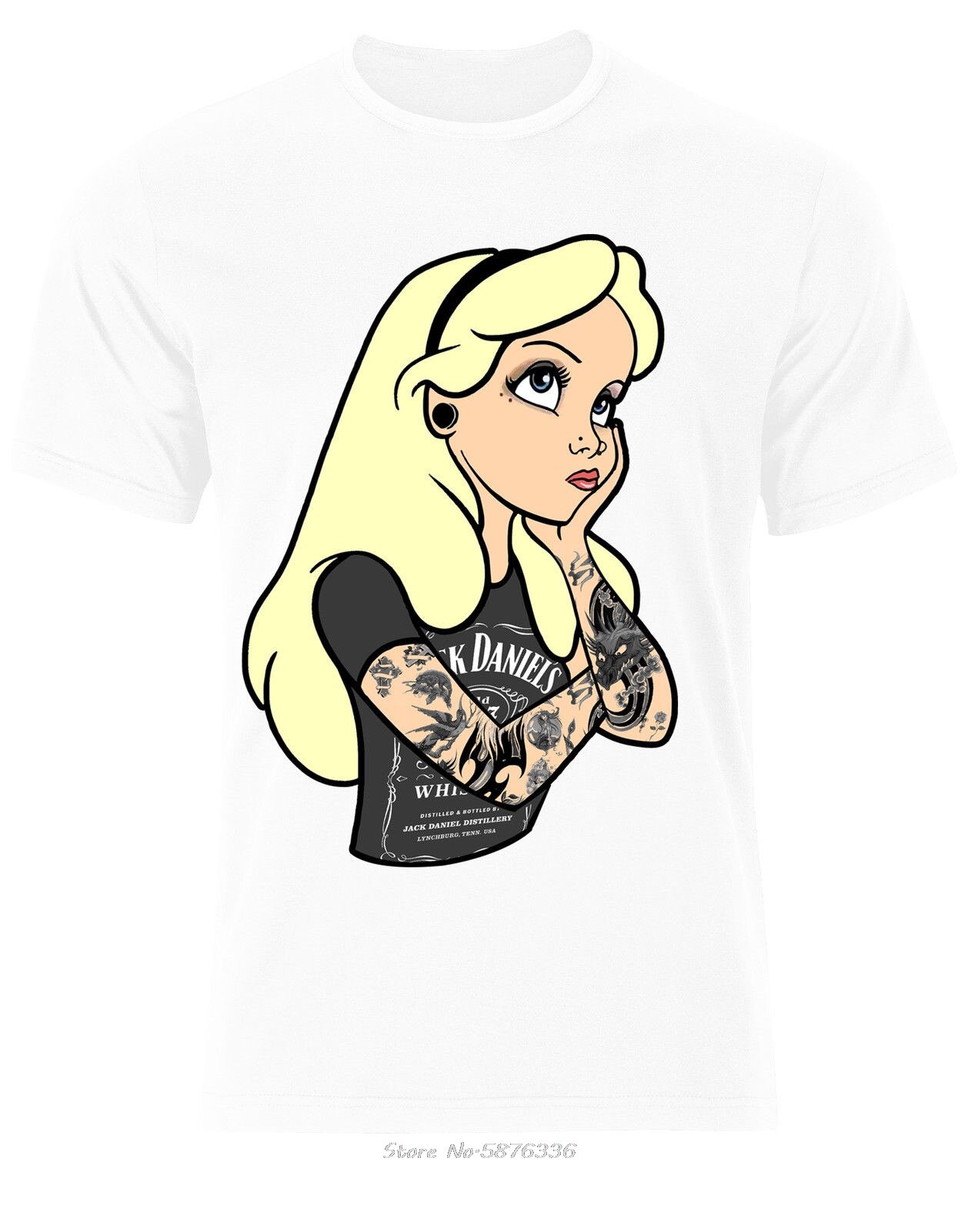Alice In Wonderland Indie Swag Tattoos Gothic Punk Men T Shirt Summer Mens Print T-shirt 100% Cotton Top Funny Tees: White / XXXL