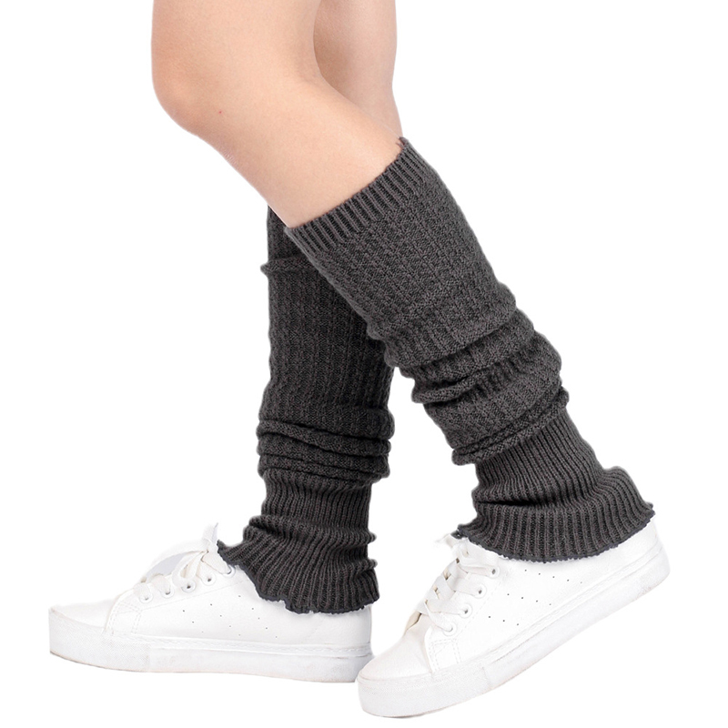 Women's Leg Warmer Soft Knitted Foot Cover Candy Color All-match Warming Boot Stockings 1 Pair Winter Loose Over Knee Socks: Dark Grey