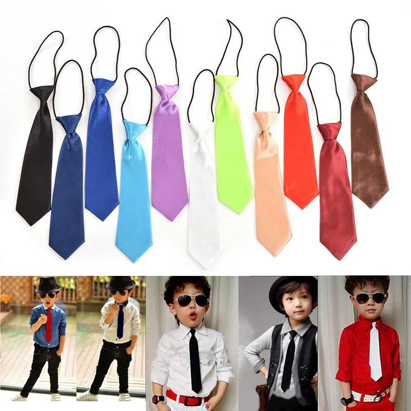 Jongen Tie Kids Baby School Boy Wedding Stropdas Das Elastische Effen Kleur Vlek