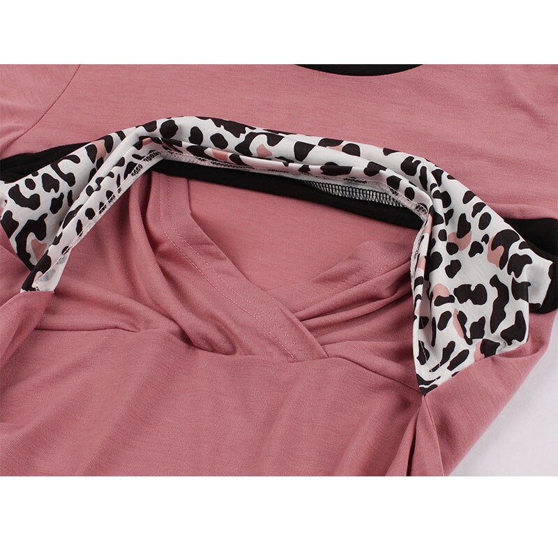 Nuova estate gravidanza vestiti delle donne di maternità manica corta Leopard Layer infermieristica T-shirt Top per allattamento Женская Одежда