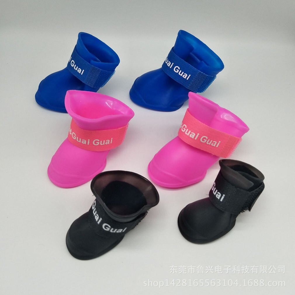 1 Paar/set Waterdichte Siliconen Anti-Slip Huisdieren Honden Schoenen Ademend Effen Kleur Regen Laarzen Schoenen Voor Dierbenodigdheden