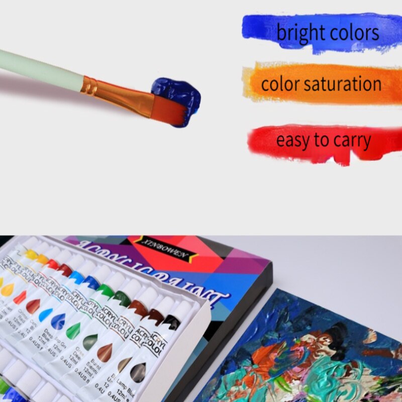 12ml Hand-painted Graffiti Acrylic Paint Set 24-color Wall Painting Waterproof Art Artist Painting Supplies