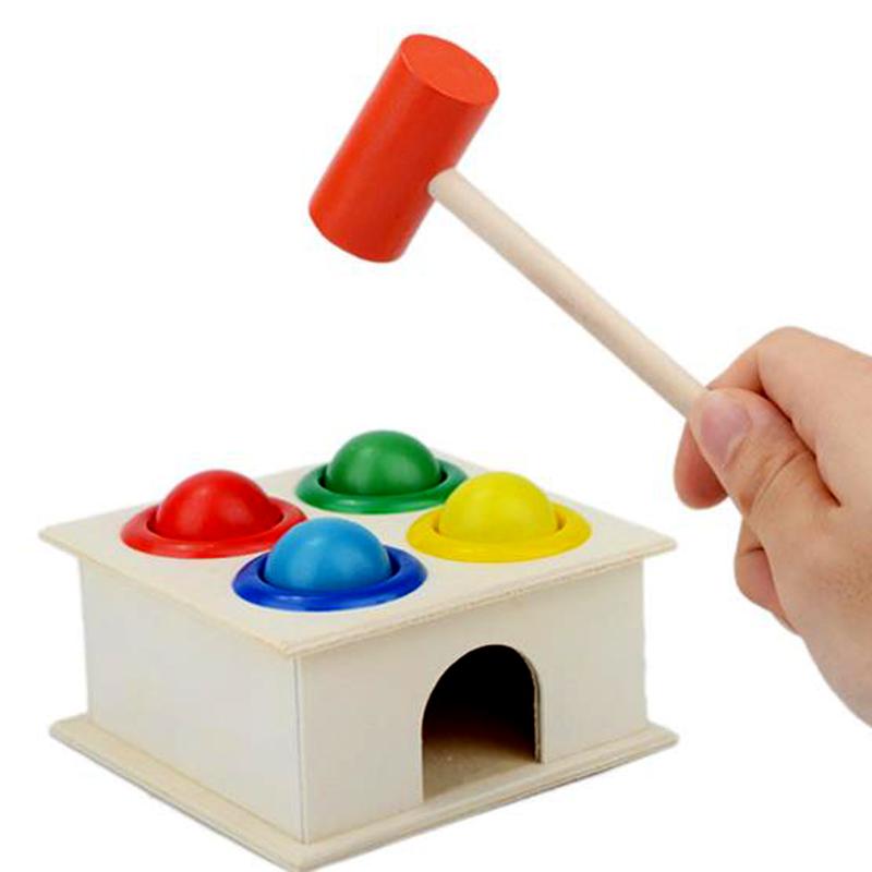Jouets de jeu à la main pour bébés, boule de bois colorées à marteler + boîte à marteaux, jouets éducatifs pour apprentissage précoce, banc,