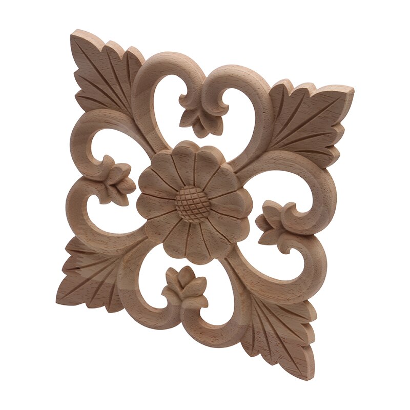 European Decals Solid Wood Flower Wardrobe TV Cabinet Door Wood Carving Flower Accessories Home Decor Long Decals