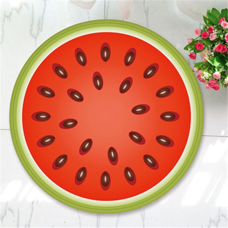 Fruit Pattern Circular Rug Home Warmly Cute Rug Kids Sitting Carpet 3D Print Round Kitchen Indoor Home Soft Mat Decor