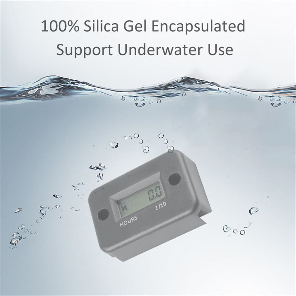 Temporizador inductivo, resistente al agua, contador de horas de trabajo para motor de motocicleta, pantalla Lcd, Gause de tiempo Digital para Atv, barco, instrumento de Moto