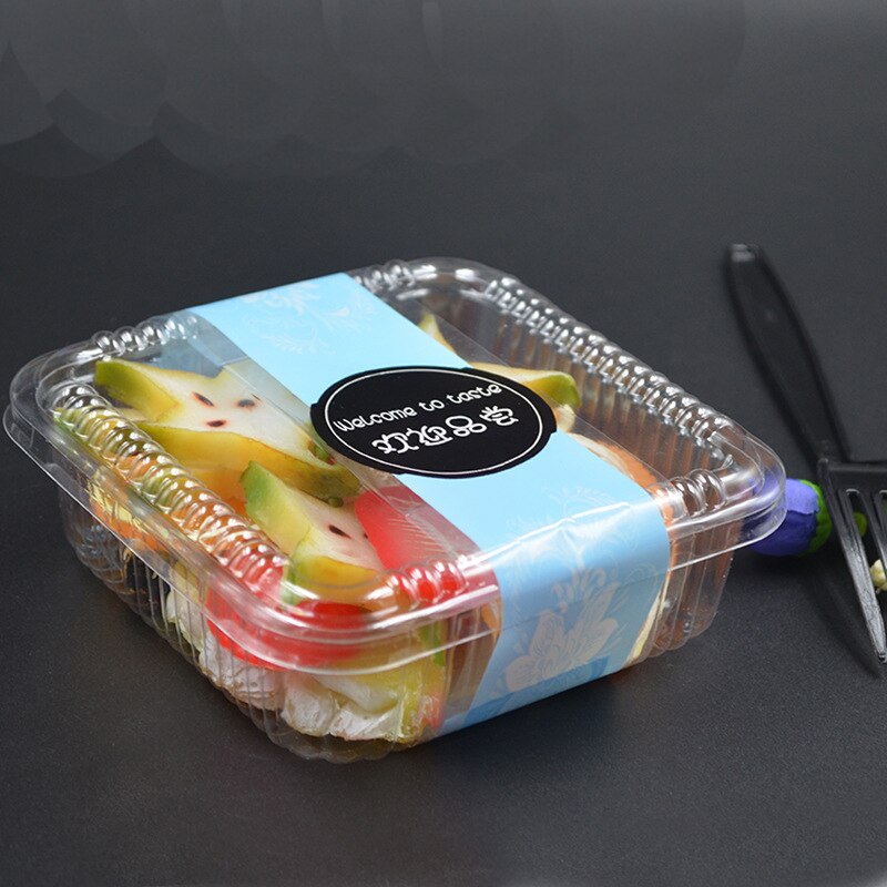 [50 szt.] przezroczysta jednorazowa skrzynka owoców sałatkowych kwadratowy pojemnik.
