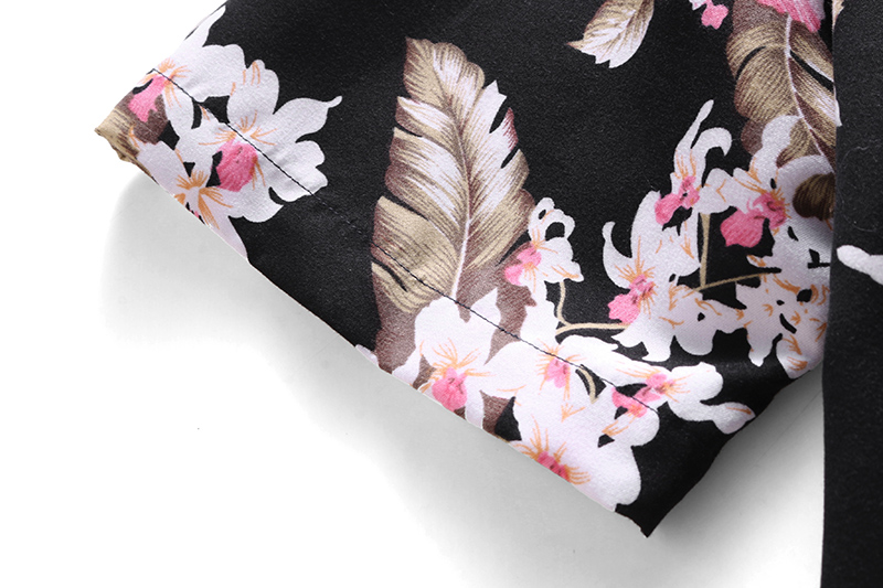 Camisas hawaianas de manga corta para hombre, camisas negras ajustadas con estampado floral de talla grande 7XL, para vacaciones, , Hip hop, informal, de verano,
