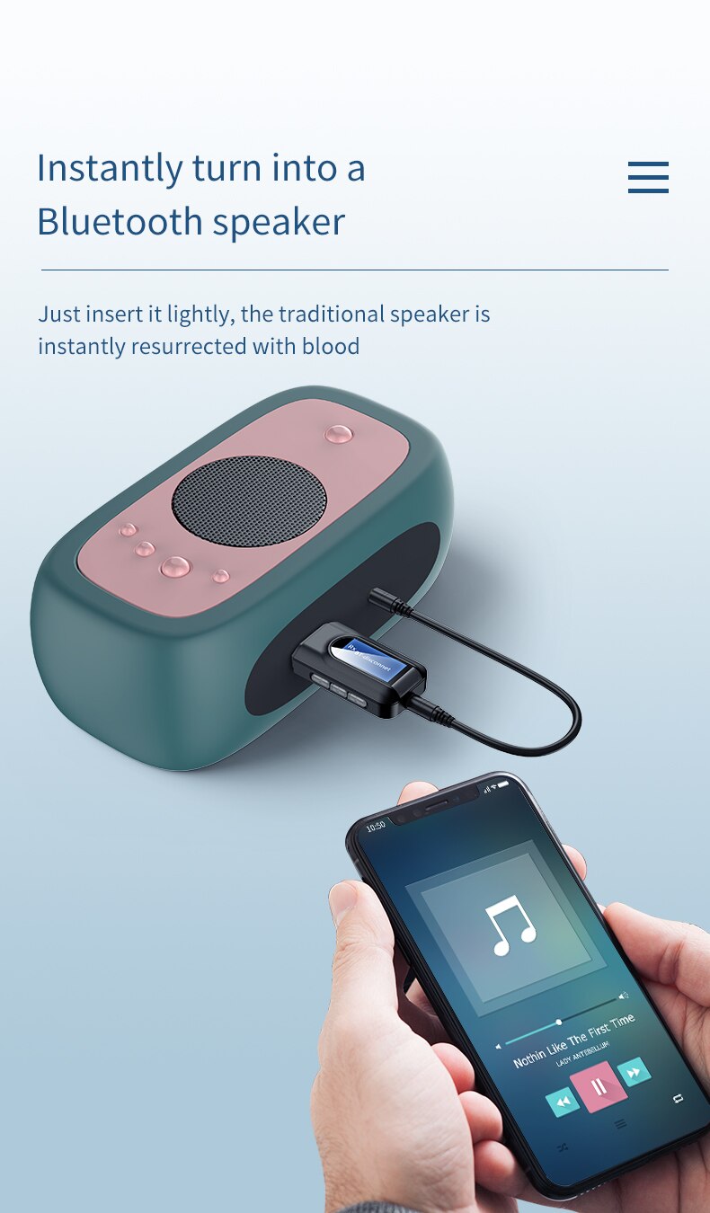 2 in bluetooth 5,0 audio receiver transmitter usb dongle with led indicator for pc 1 tv, laptop, car usb wireless adapter, 3,5mm jacks