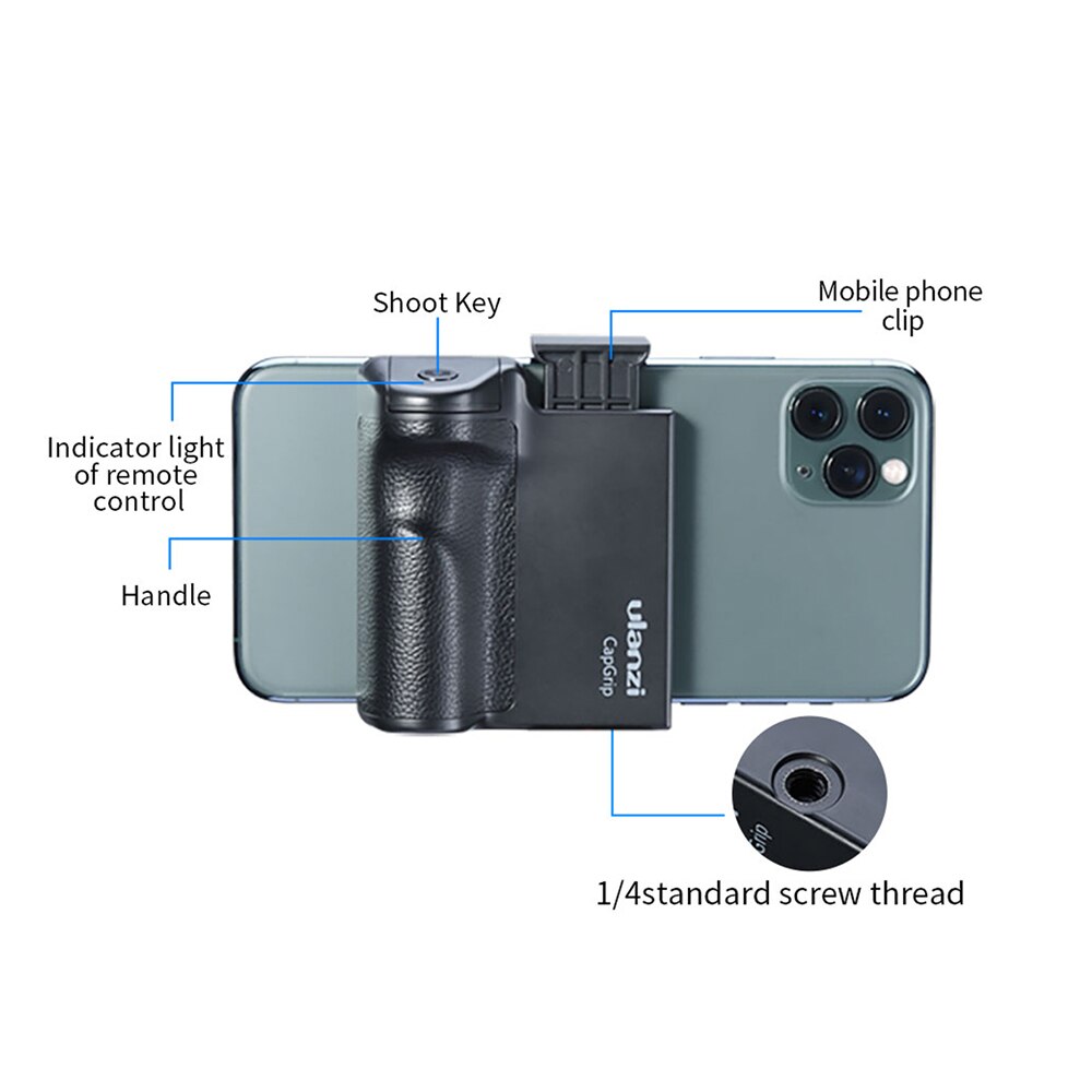 Photographie Ulanzi CapGrip 3 en 1 téléphone Selfie Booster poignée poignée Anti-secousse télécommande + poignée en polyuréthane pour Mobile pour Smartphones