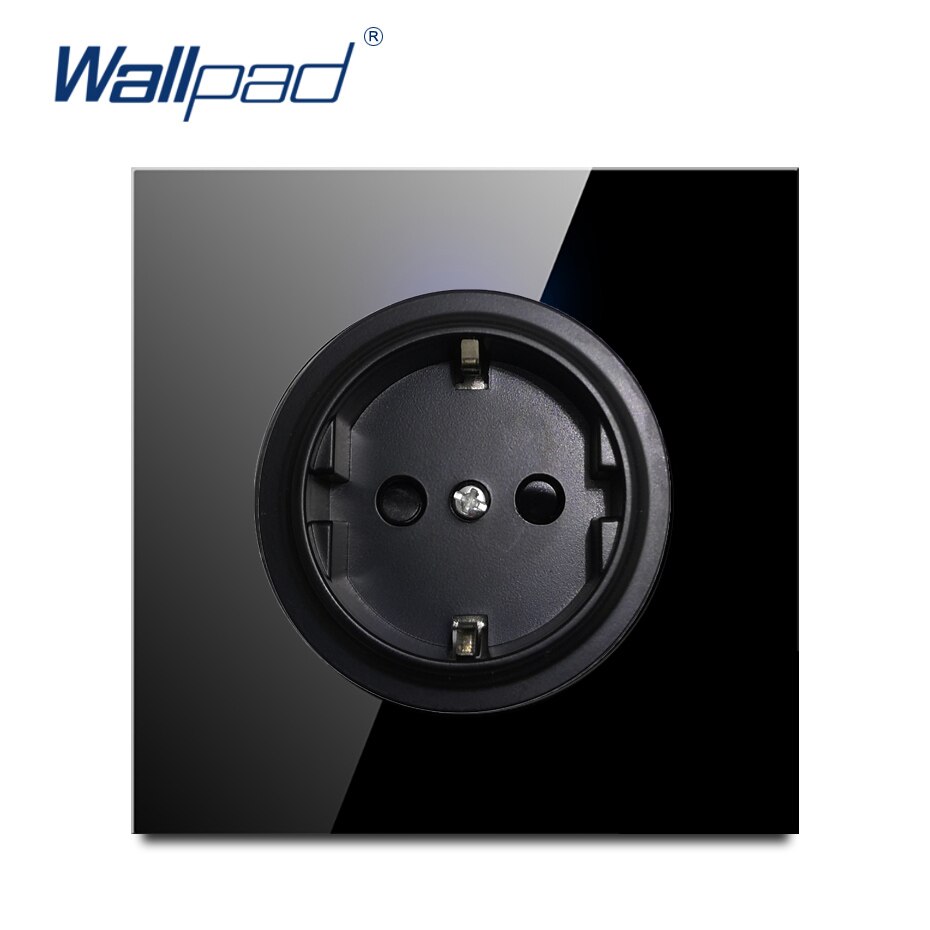 Wallpad Random Click Push Button Wall Light Switch With LED Indicator Socket Black Tempered Glass Panel For Home