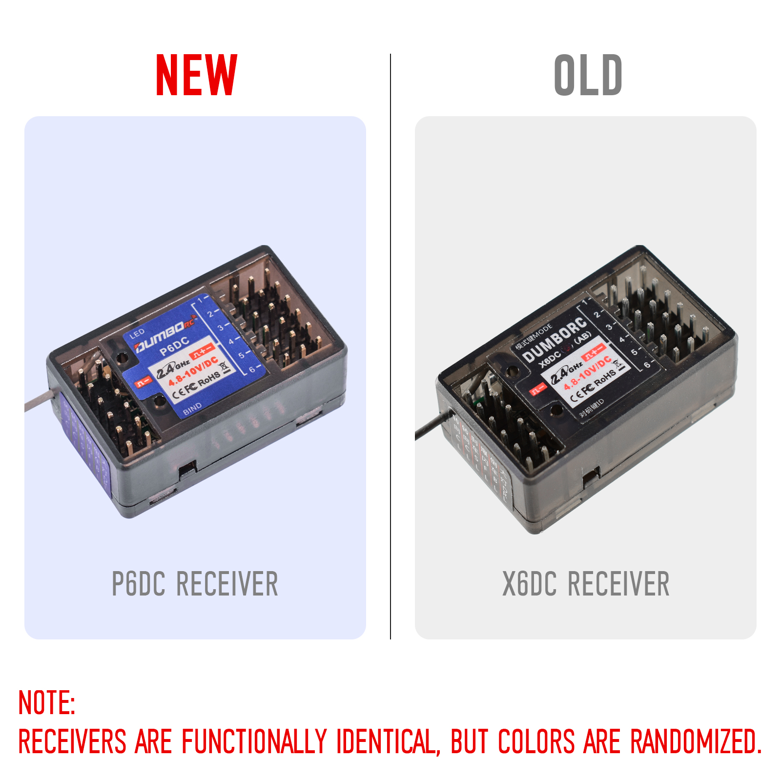 RC Servo DUMBORC X6F/X6FG/X6DC/X6DCG 2.4G 6CH Radio Control Systeem Ontvanger voor X4 X5 X6 X6P Zender RC Auto Boot: Rood